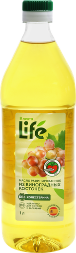 Масло виноградных косточек ЛЕНТА LIFE рафинированное, 1л, фото