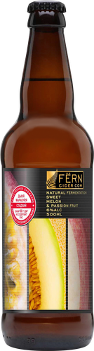 Сидр FERN Яблочный с дыней и маракуйей, газированный сладкий 6%, 0.5л