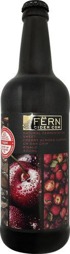 Сидр FERN Яблочный с вишней, миндалем и сахаром на дубовой щепе, газированный сладкий 6%, 0.5л