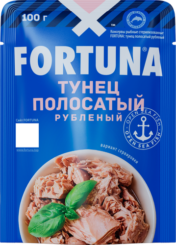 Тунец полосатый FORTUNA рубленый, в собственном соку, 100г, картинка