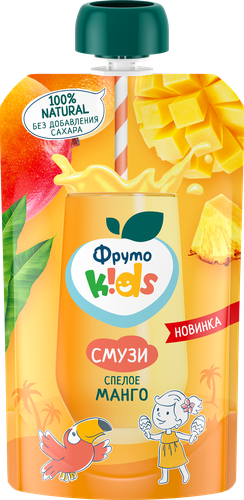 Десерт фруктовый ФРУТОKIDS Смузи Спелое манго, с 6 месяцев, 130г, детальное фото