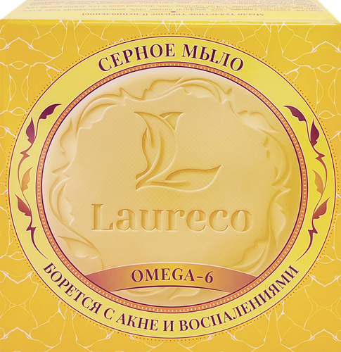 Туалетное мыло LAURECO Премиум с серой, 100г, крупный план