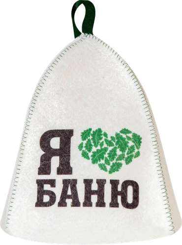Шапка для бани и сауны ГЛАВБАНЯ Баня, белый войлок с принтом, Арт. Б4030722Л, крупный план
