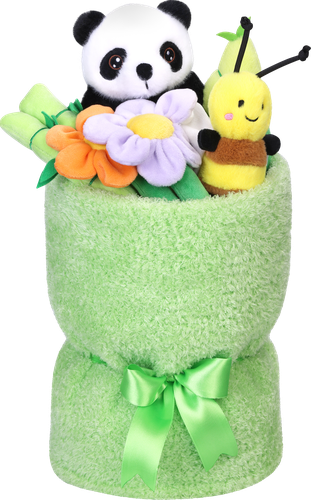 Игрушка мягкая BIGGA Панда с букетом, Арт. 2510-124-18, крупный план