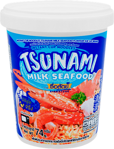 Лапша SUE SAT Tsunami/Цунами, со вкусом cливочного супа с морепродуктами, 74г, фотография