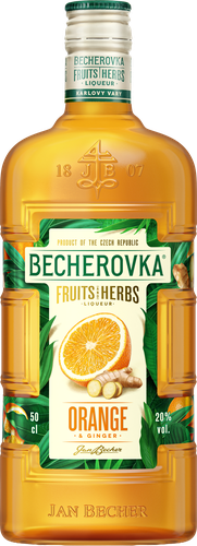 Ликер BECHEROVKA Апельсин и имбирь 20%, десертный, 0.5л, крупный план