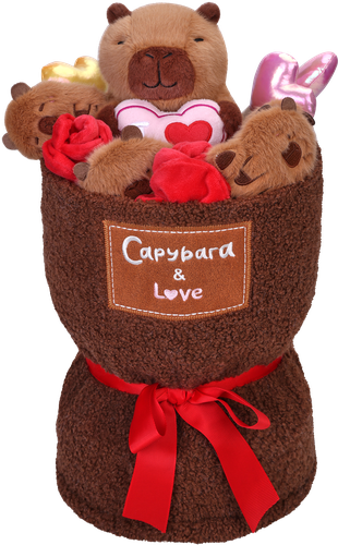 Игрушка мягкая BIGGA Капибара с букетом, Арт. 255-292-18, фотография