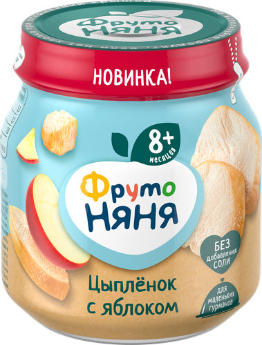 Пюре мясное ФРУТОНЯНЯ Цыпленок с яблоком, с 8 месяцев, 100г, фото