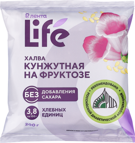 Халва кунжутная ЛЕНТА LIFE на фруктозе, 200г, фото