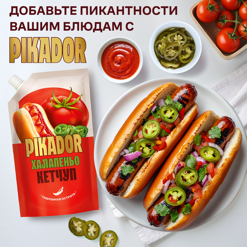 Кетчуп томатный PIKADOR Халапеньо, 300г, фото
