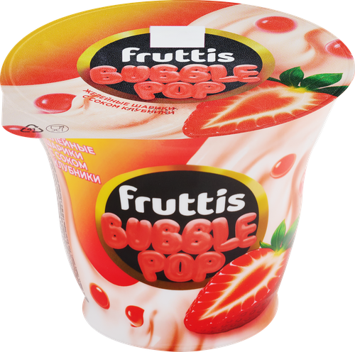 Продукт йогуртный пастеризованный FRUTTIS Клубника с желейными шариками, с соком клубники 4,4%, без змж, 180г, детальное фото