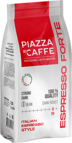 Кофе зерновой PIAZZA DEL CAFFE Эспрессо Форте жареный, 230г, фото
