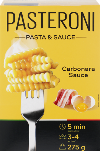 Макароны PASTERONI Джирандоле №124, с соусом карбонара, 275г, вид