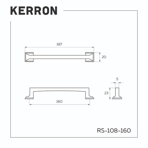 Ручка-скоба KERRON 160мм матовый черный, картинка