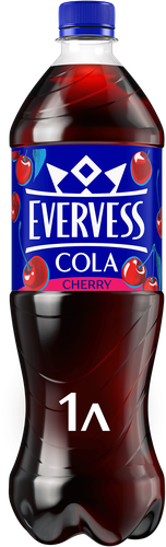 Напиток EVERVESS Cola Cherry кола со вкусом вишни газированный, без сахара, 1л, вид