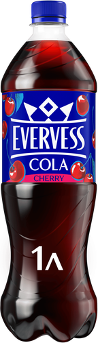 Напиток EVERVESS Cola Cherry кола со вкусом вишни газированный, без сахара, 1л, фото