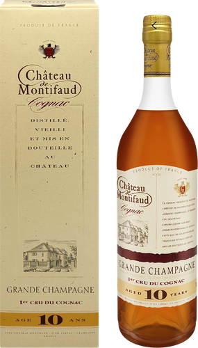 Коньяк CHATEAU DE MONTIFAUD Гранд Шампань Премьер Крю Шато де Монтифо марочный старый КС 10 лет 40%, п/у, 0.7л