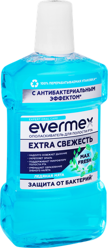 Ополаскиватель для полости рта EVERMEX Extra Свежесть, 500мл, детальное фото