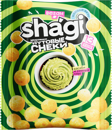 Снэки нутовые SHAGI со вкусом васаби и соевого соуса, 50г, фотография