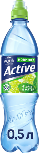 Напиток AQUA MINERALE Актив со вкусом Лайм и Мята негазированный, 0.5л, изображение