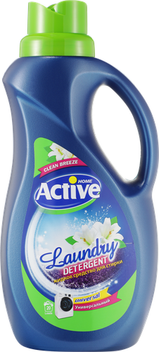 Гель для стирки ACTIVE для всех видов тканей, 1.5л, крупный план