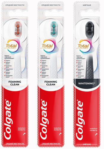 Зубная щетка COLGATE Total Пенная чистка, средней жесткости, детальное фото