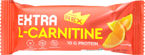 Батончик протеиновый PROTEINREX Extra Апельсин, с L- карнитином, 40г, крупный план