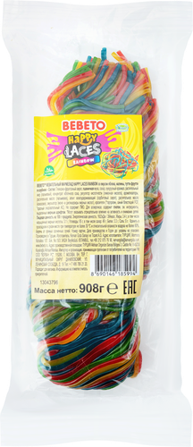 Мармелад жевательный BEBETO Happy laces rainbow spaghetti, 908г, изображение
