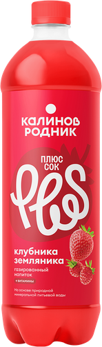 Напиток КАЛИНОВ РОДНИК Плюс Сок со вкусом Клубника и Земляника сильногазированный, 1л, вид