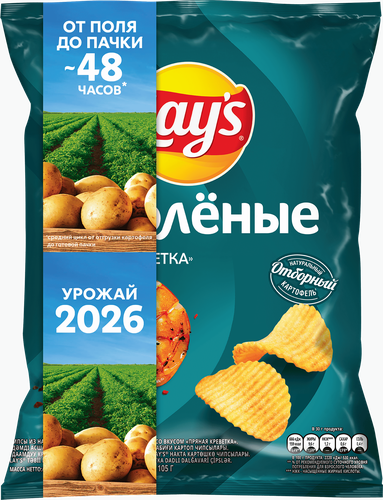 Чипсы картофельные LAY'S Пряная креветка, рифленые, 105г, фотография