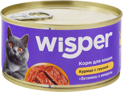 Корм консервированный для кошек WISPER с курицей и грушей, 325г, крупный план
