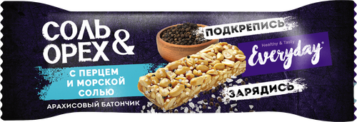 Батончик арахисовый EVERYDAY Соль&Орех, с перцем и морской солью, 40г, изображение