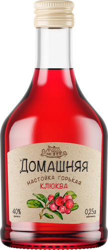 Настойка ПИТЕЙНЫЙ ДОМ Домашняя Клюква 40%, горькая, 0.25л