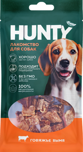 Лакомство для собак HUNTY Говяжье вымя, 30г, вид