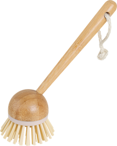 Щетка для посуды HOMECLUB Wood с ручкой, бамбук, пластик, Арт. B9005, крупный план