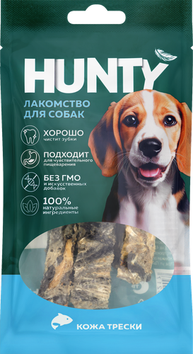 Лакомство для собак HUNTY Кожа тресковых рыб, 40г, картинка