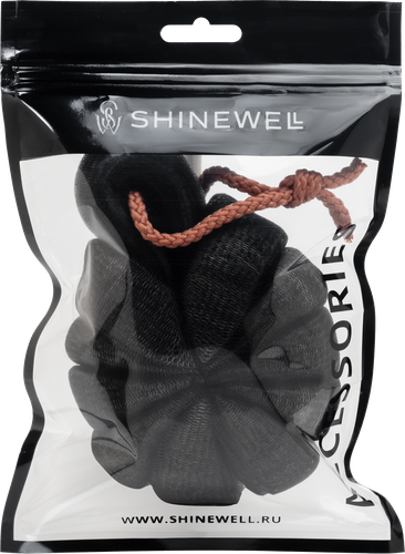 Мочалка SHINEWELL черная/бежевая, фотография