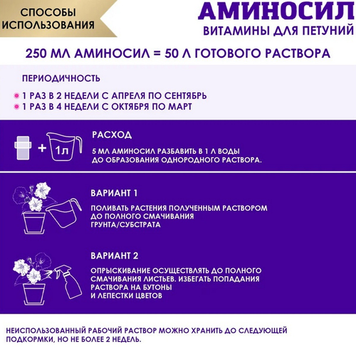Удобрение АМИНОСИЛ Концентрат д/петуний 250мл, фотография