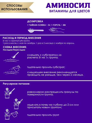 Удобрение АМИНОСИЛ Гранулы д/цветов 50гр, детальное фото