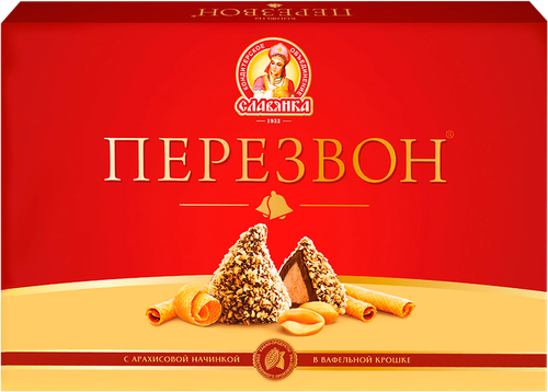 Набор конфет КФ СЛАВЯНКА Перезвон, с арахисовой начинкой в вафельной крошке, 220г, детальное фото