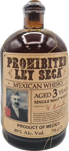 Виски PROHIBITED Ley Seca Мексиканский односолодовый 3 года 40%, 0.7л
