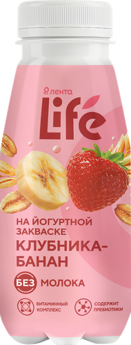 Напиток растительный ЛЕНТА LIFE Йогуртный Клубника-банан, 250г, фотография