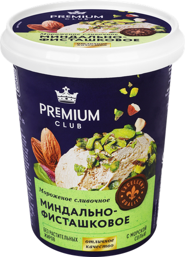 Мороженое PREMIUM CLUB Миндально-фисташковое, сливочное, без змж, 330г, изображение