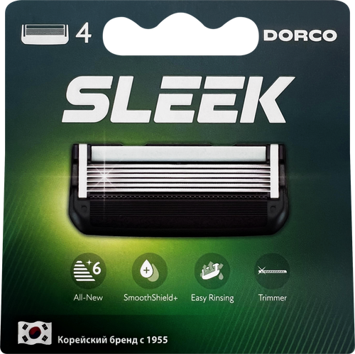 Кассеты сменные для бритья DORCO Sleek с 6 лезвиями, 4шт, вид