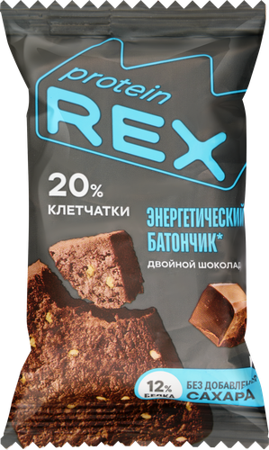Батончик овсяный PROTEINREX со вкусом двойной шоколад, 50г, крупный план