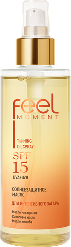 Масло солнцезащитное FEEL MOMENT для интенсивного загара SPF15, 150мл, картинка