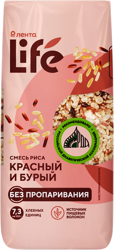 Смесь риса ЛЕНТА LIFE красный и бурый, 450г, детальное фото