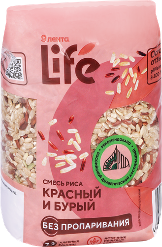 Смесь риса ЛЕНТА LIFE красный и бурый, 450г, вид