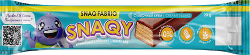 Батончик вафельный SNAQ FABRIQ с начинкой со вкусом сливочный крем, глазированный, 23г, крупный план