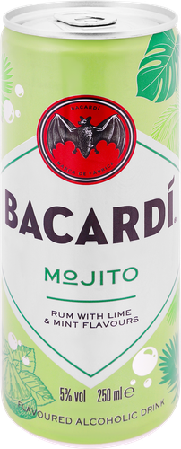 Напиток слабоалкогольный BACARDI Mojito, с ароматом лайма и мяты 5%,  0.25л